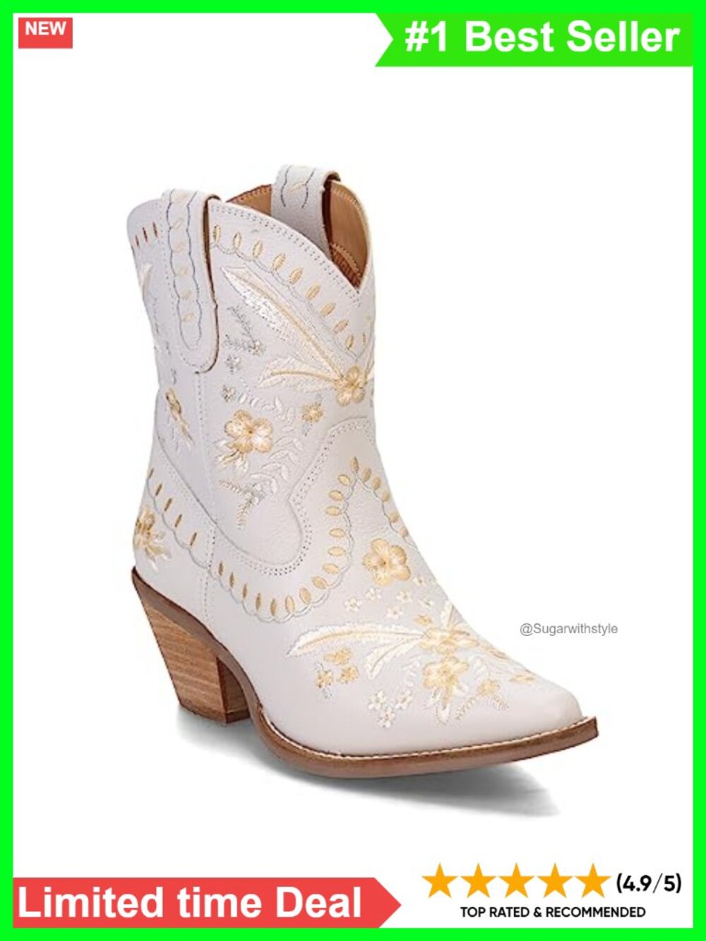 Leather Western Boots 7-Inch Shaft Hinged Cushion Insole